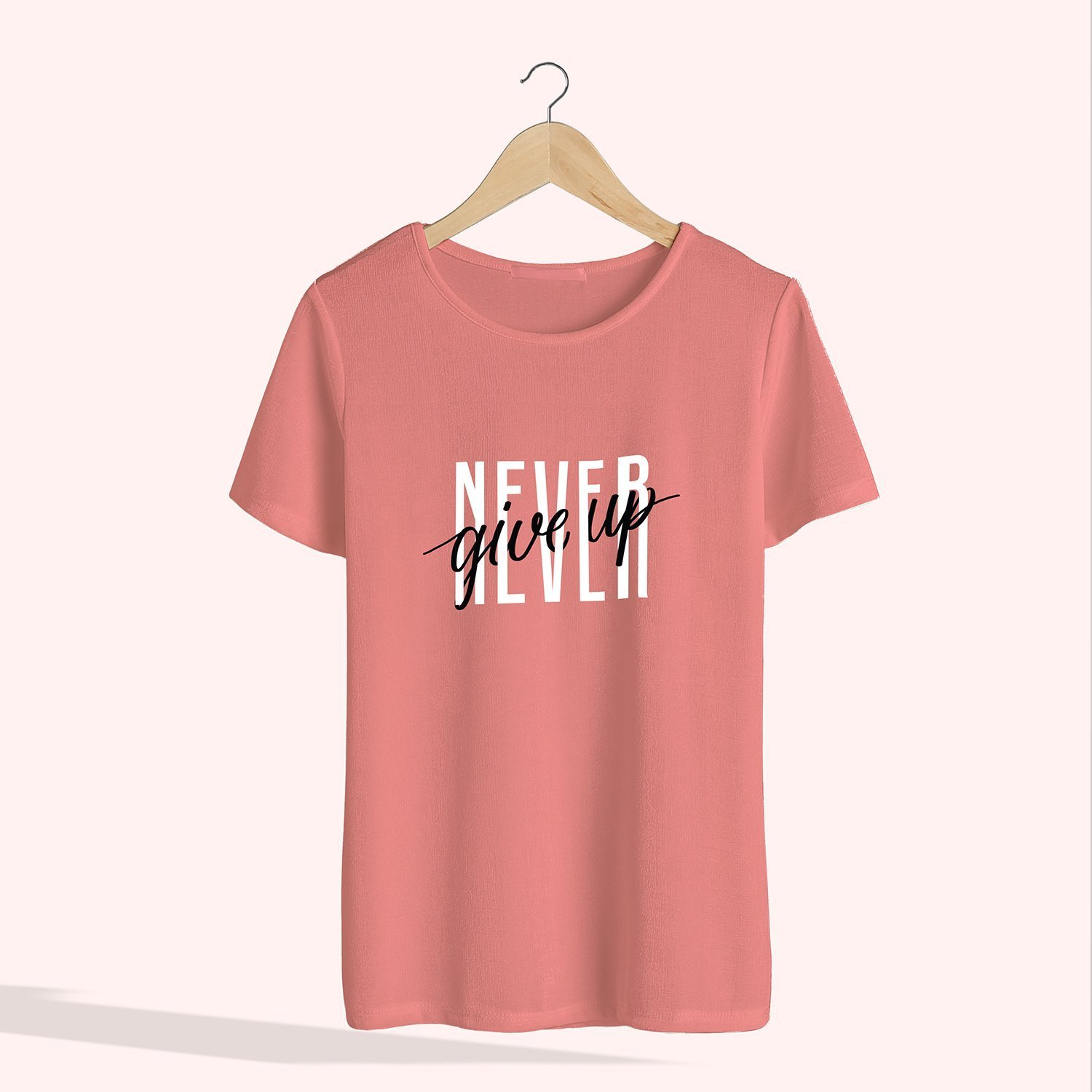 Naver Give Up T-Shirt - Round Neck